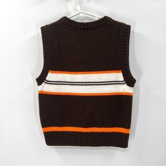 US POLO ASSN. Boy's Brown White & Orange Stripe Retro Sweater Vest Size 4T - Picture 5 of 9